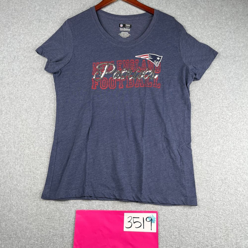 New England Patriots Shirt Women XL Navy Blue Graphic Print Blue Football Casual